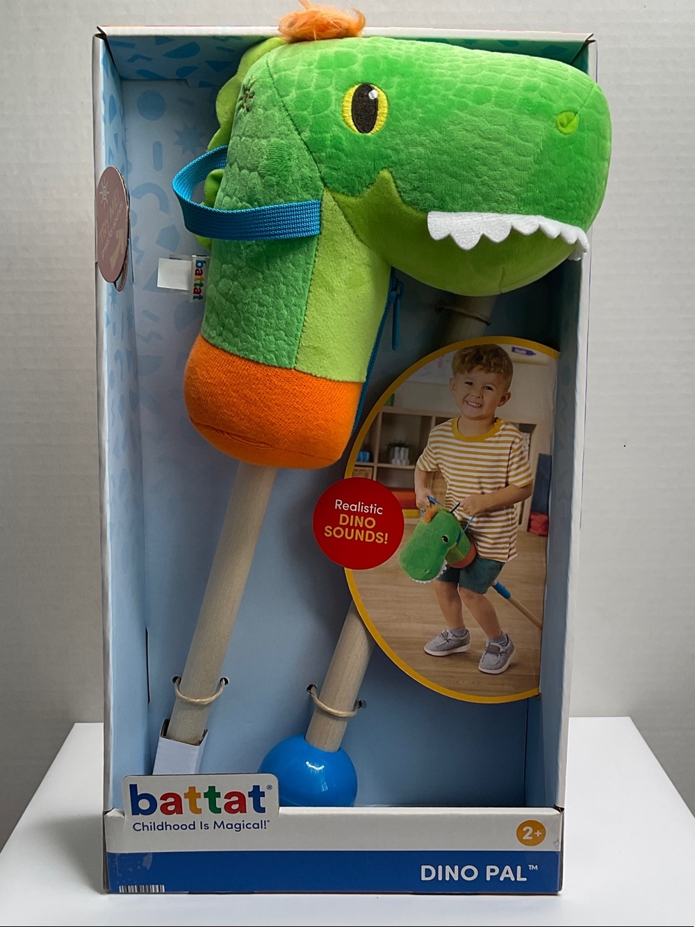 Dino Pal Plush Hobby Horse - Green and Orange (35)